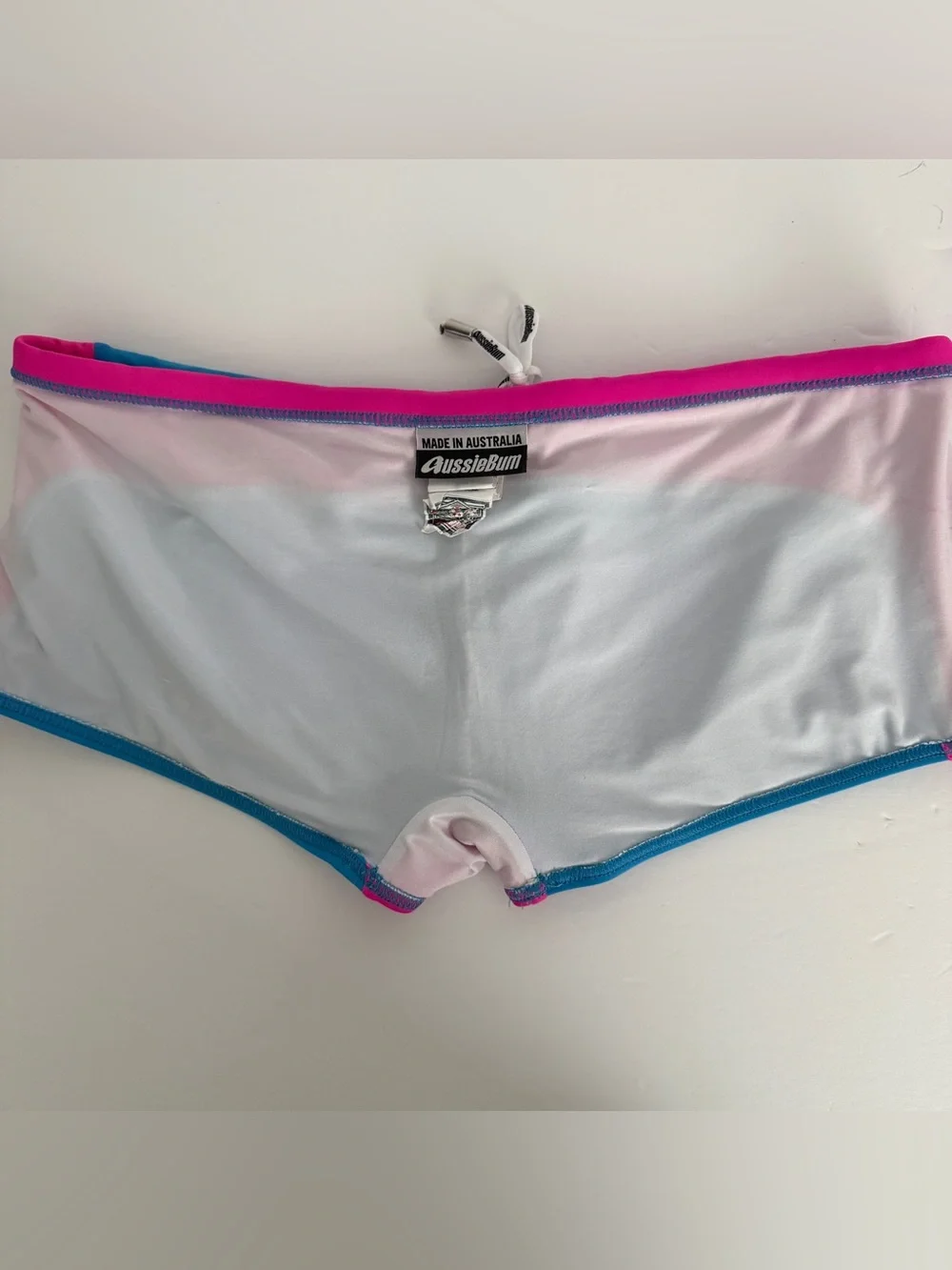 AussieBum Men’s Pink Blue Square Cut Swim Trunk Size L Made in Australia